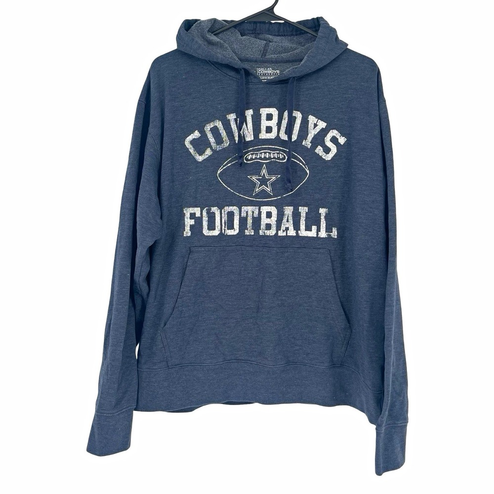 Dallas Cowboys Authentic NFL Football Pullover Hoodie Sweatshirt Blue Men's L